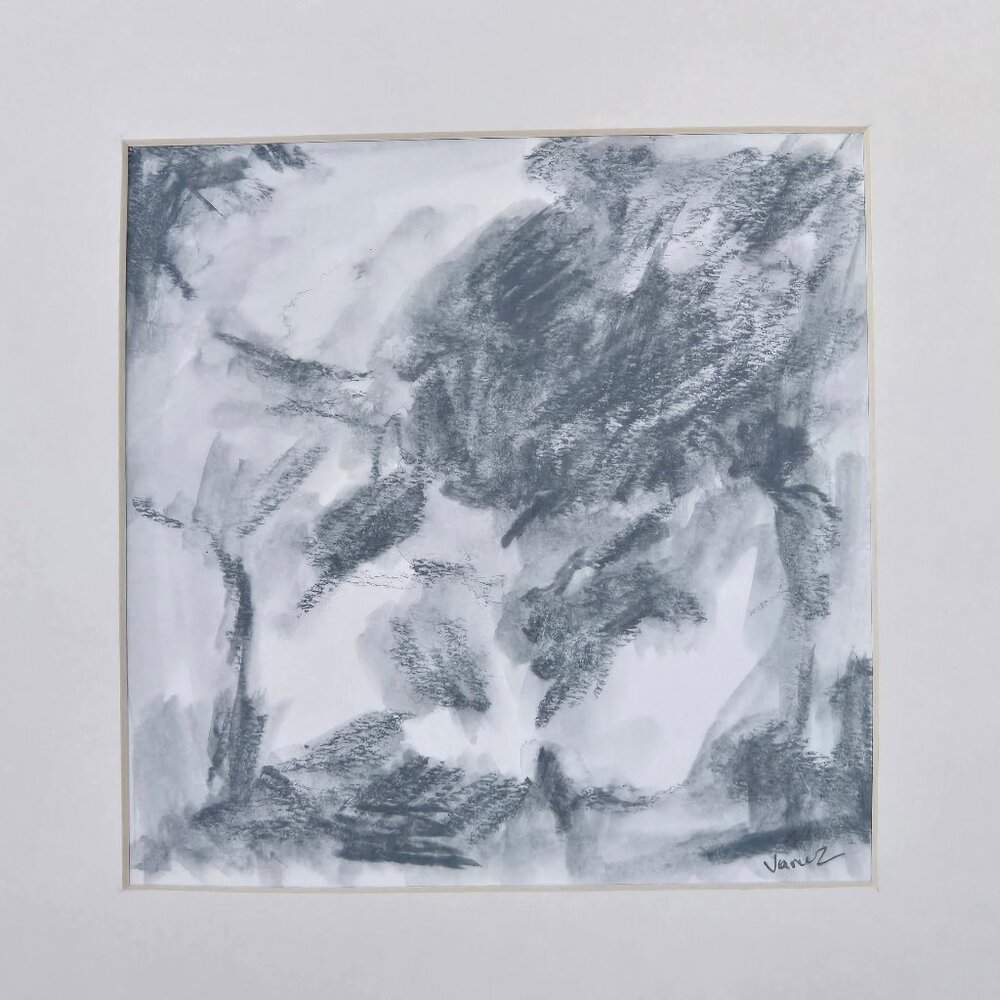 Original Abstract Charcoal Painting Signed Modern Minimalist Art